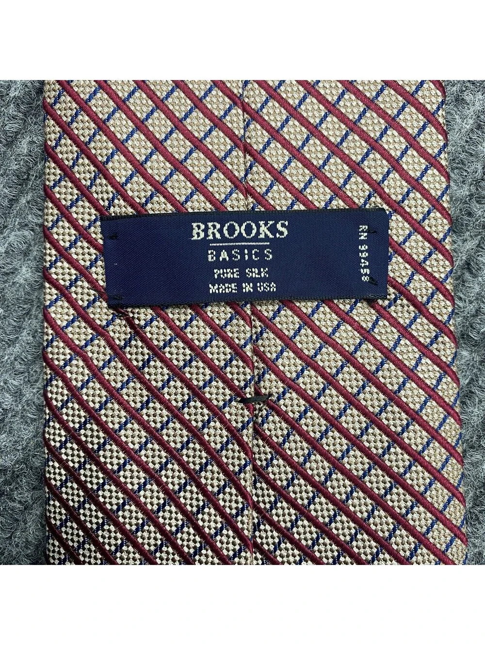 Brooks Brothers Basics Necktie Red Blue Striped Plaid Pure Silk Tie Made In USA